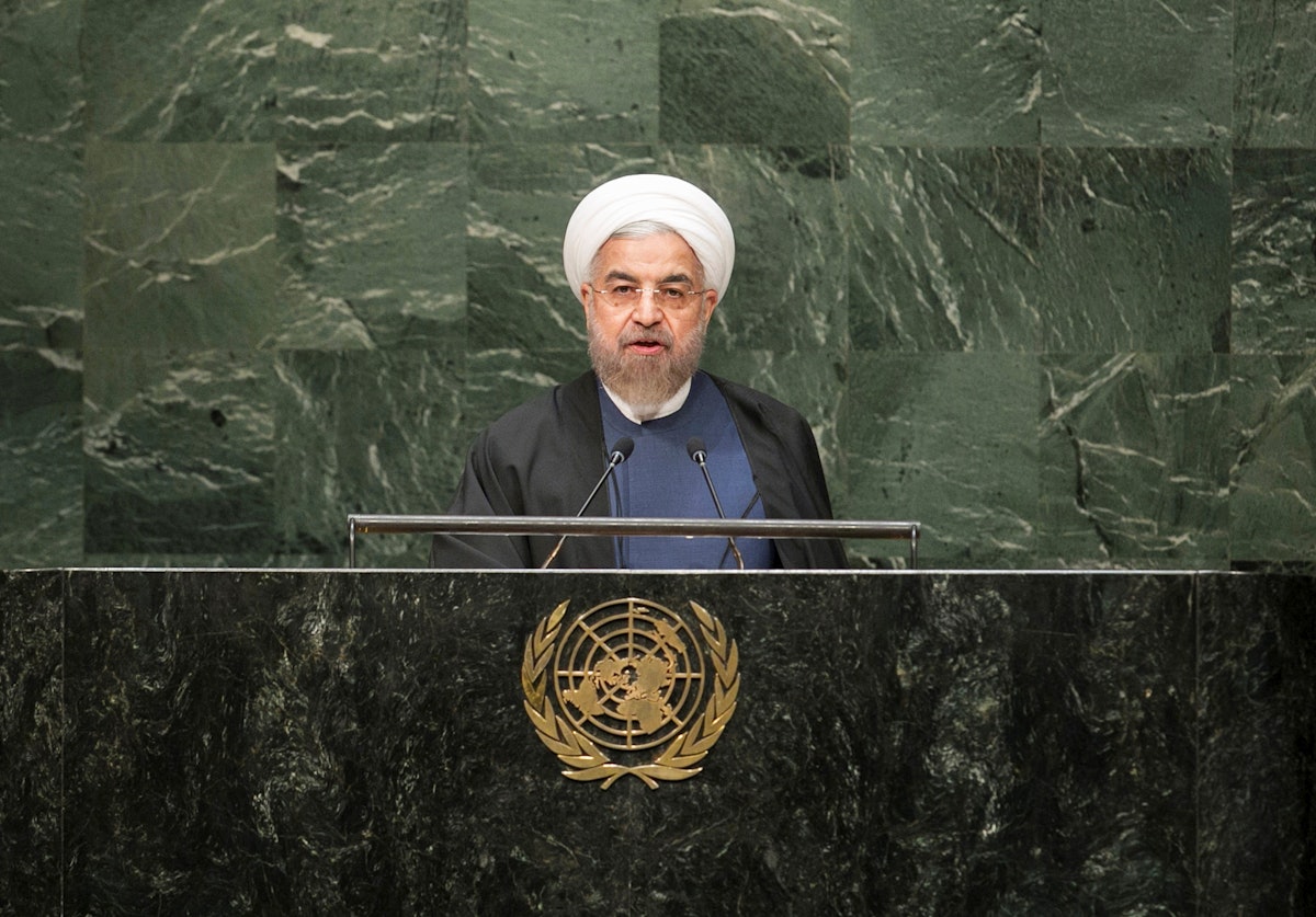 Iranian President Hassan Rouhani addresses the UN General Assembly on 25 September 2014. (UN Photo)