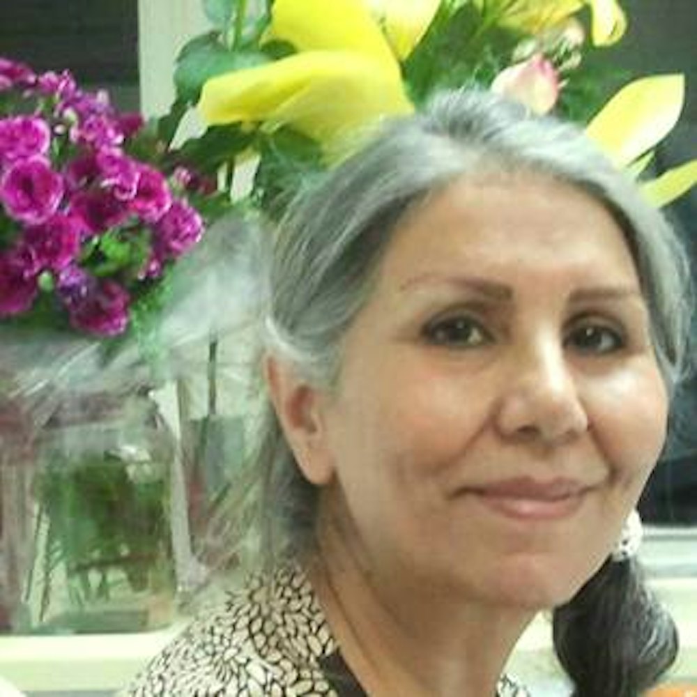 عکسی از خانم مهوش ثابت، معلّم و مرّبی، و یکی از هفت رهبر بهائیان ایران که از سال ۲۰۰۸ تا کنون در زندان به سر می‌برند.