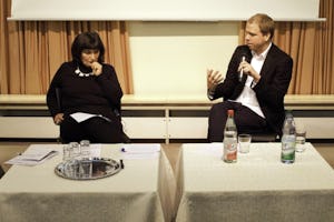 Panelists at the event, "Exclusion in Germany: What Role Does Media Play" from left to right: Ursula Russmann, Canan Topcu, Markus End, Mahyar Nicoubin.
