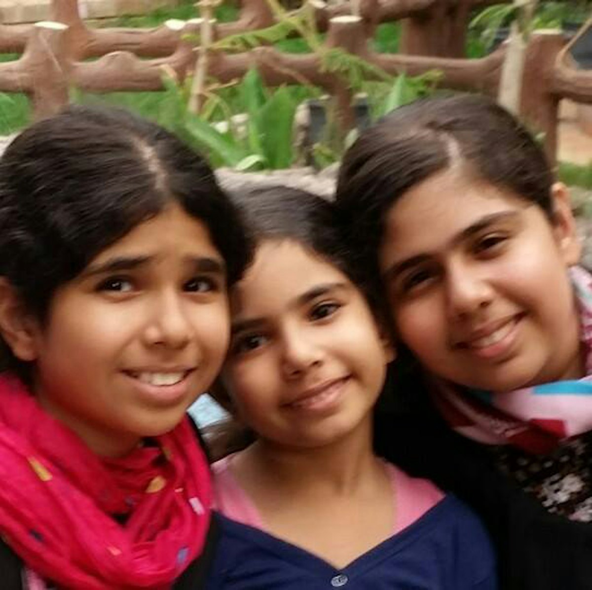 The three daughters of Hamed Kamal bin Haydara, a Baha'i in Yemen who was recently indicted after 14 months of imprisonment.