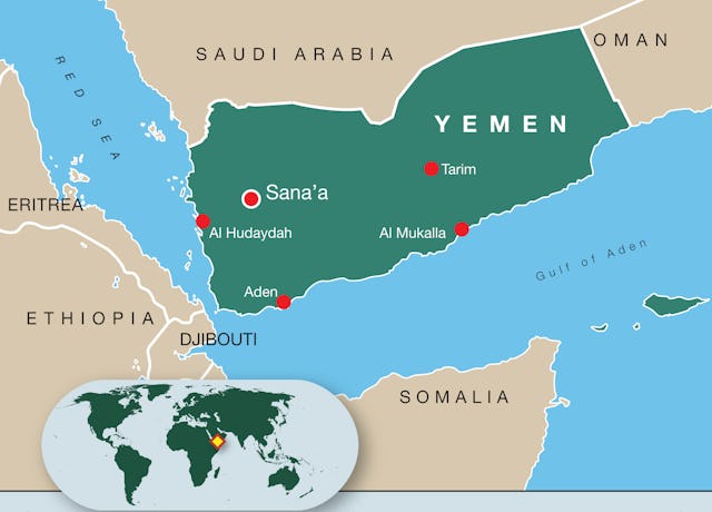 Map of Yemen.