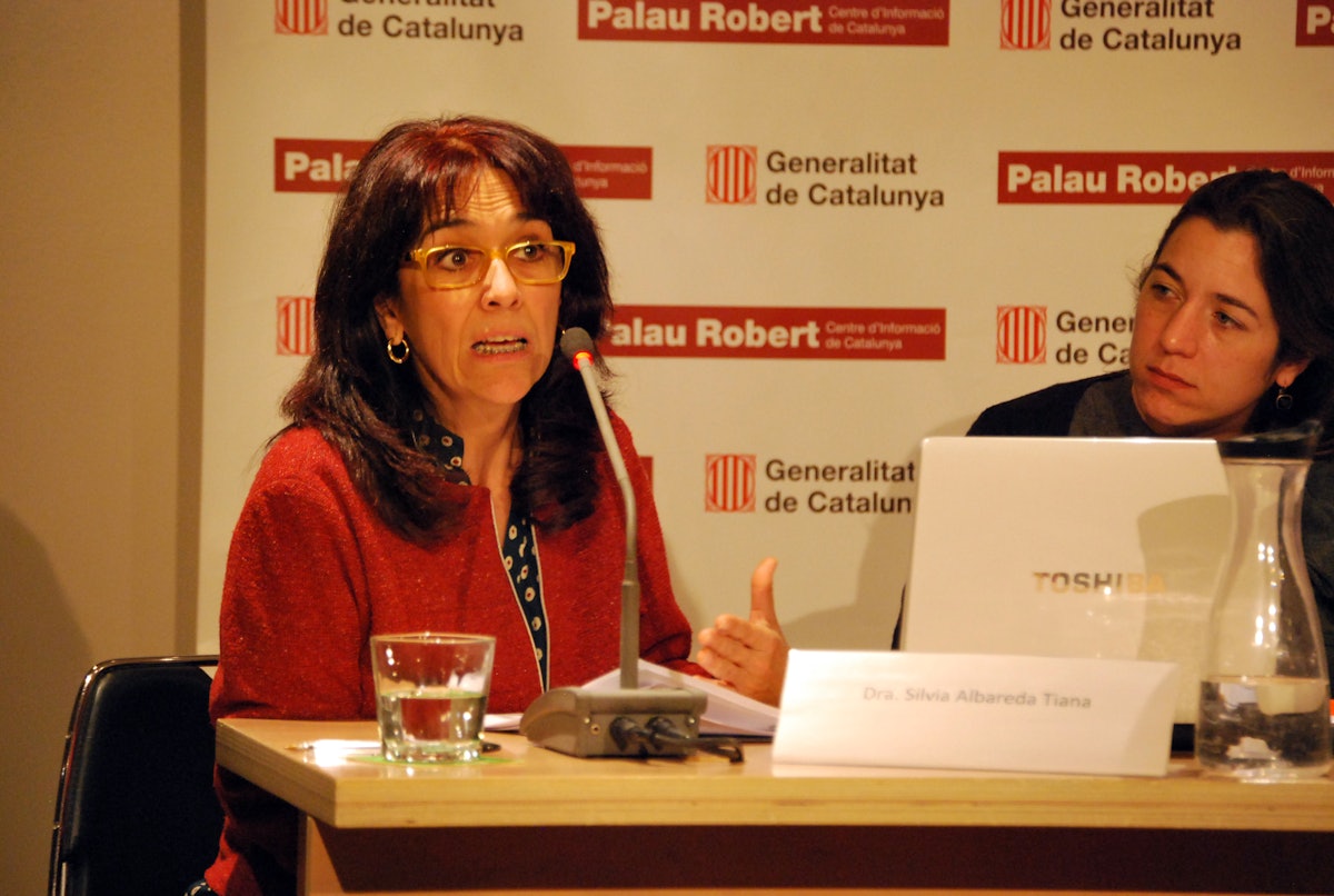 Dr. Silvia Albareda Tiana (left) of the International University of Barcelona and Dr. Mar Griera (right) of the Universitat Autonomo de Barcelona, in a panel discussion on "changes in religiosity in contemporary society".