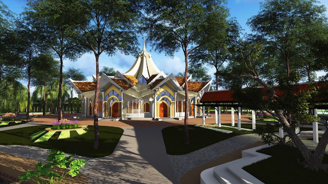 The approved temple design of the local Baha'i House of Worship in Battambang, Cambodia