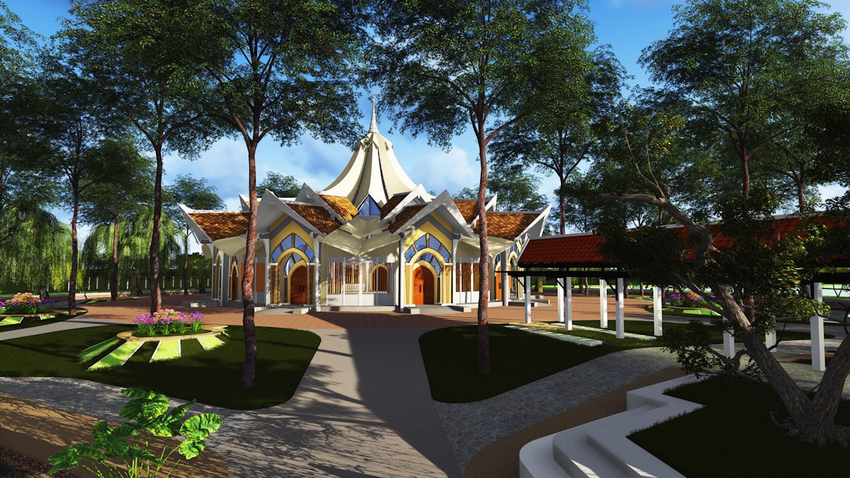 The approved temple design of the local Baha'i House of Worship in Battambang, Cambodia