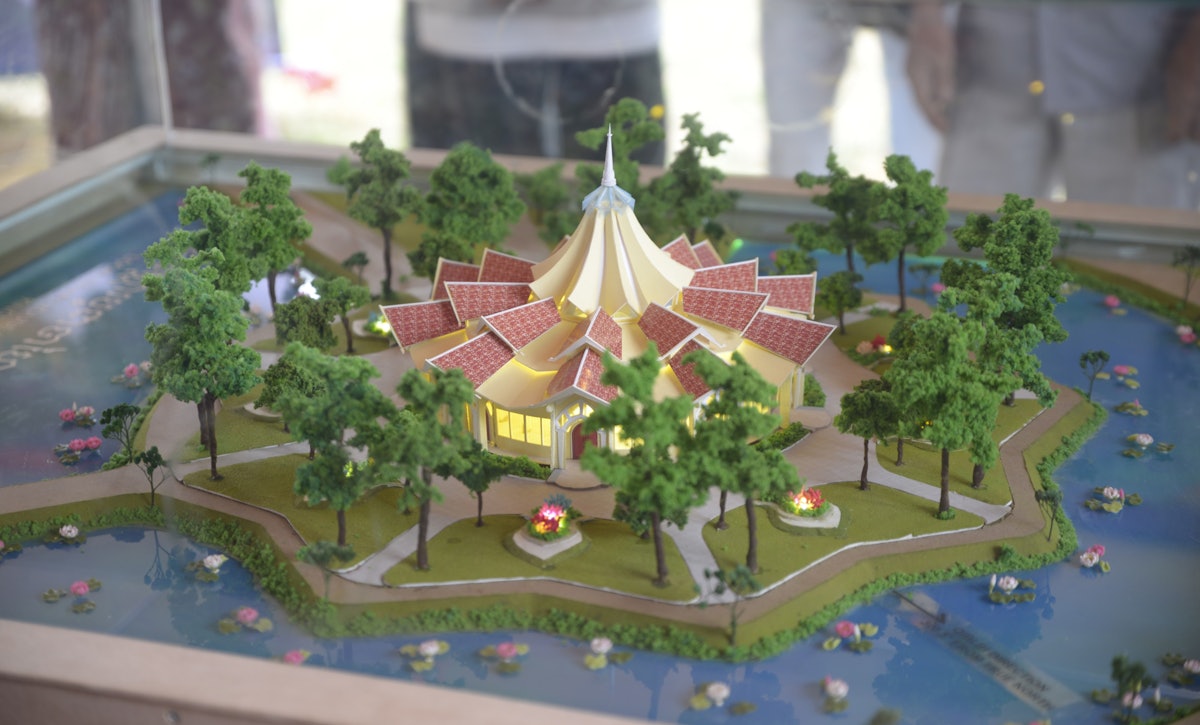 A model of the Baha'i House of Worship on display at the event