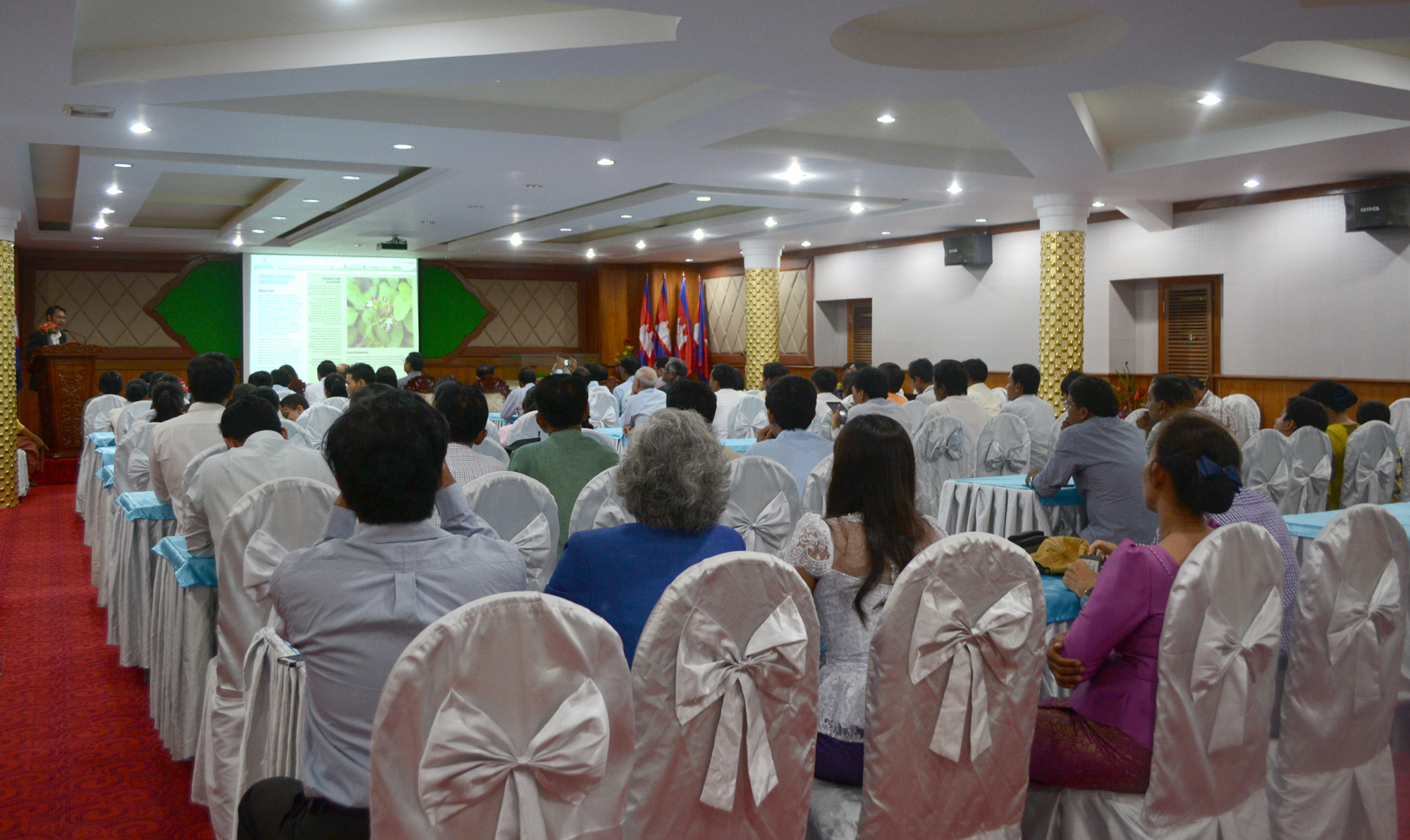 A presentation on the Baha'i House of Worship at an evening program