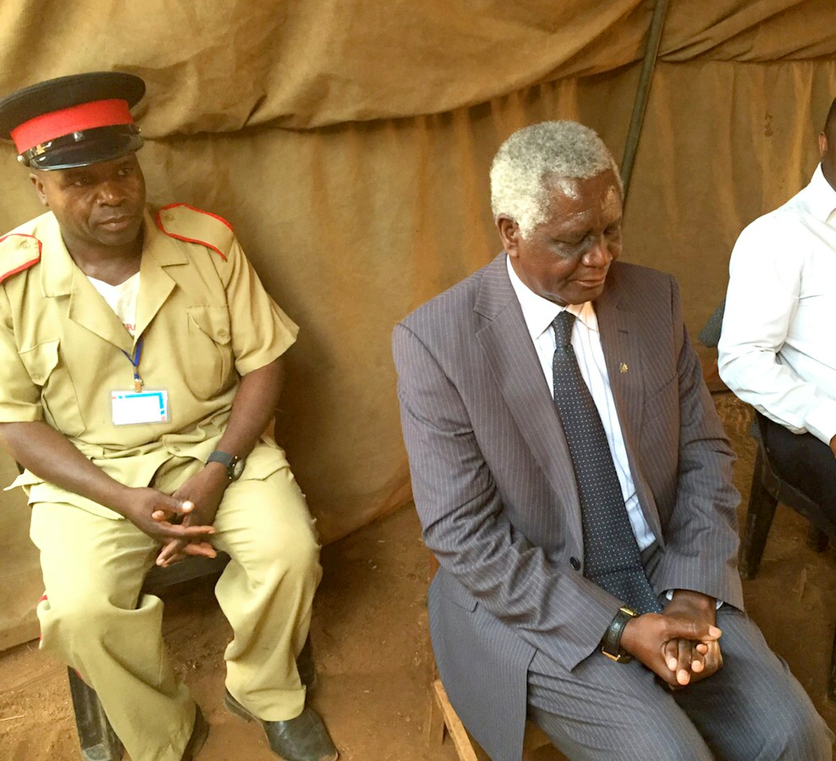 Chief Ntambu (right), prior to addressing those gathered at the conference