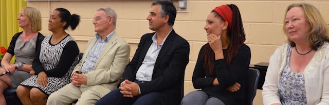 A panel of speakers at the "The New Irish as 'Us' — Identity and Integration in Modern Ireland" conference held in Ireland on 3 August. From left to right: Karen McHugh, Donnah Vuma, Tom Reichental, Payam Akhavan, Sharon Murphy, Ann O'Sullivan.