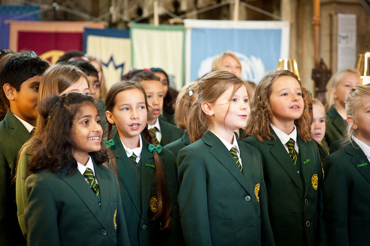 A children's choir performs at the "Faith in the Future" conference in Brisol.