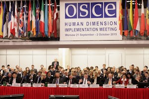 Opening session of the Human Dimension Implementation Meeting 2015 in Warsaw on 21 September. (Photo by OSCE/Piotr Markowski)