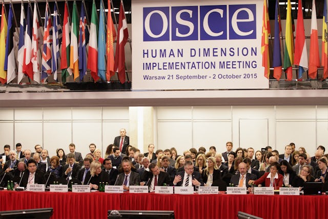 Opening session of the Human Dimension Implementation Meeting 2015 in Warsaw on 21 September. (Photo by OSCE/Piotr Markowski)