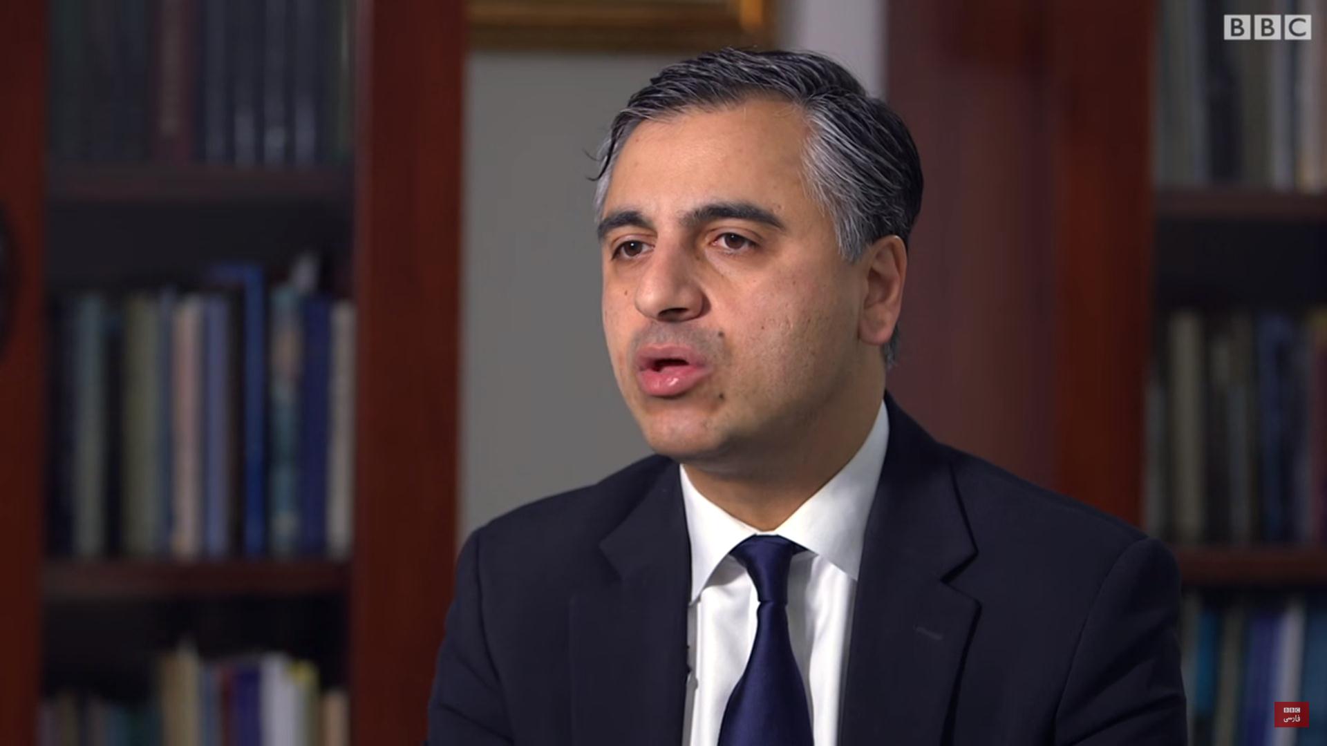 Payam Akhavan, a professor and a former Legal Advisor to the Prosecutor's Office of UN International Criminal Tribunals, is interviewed in the BBC documentary, Iranian Revolutionary Justice. (photo: BBC/screenshot)