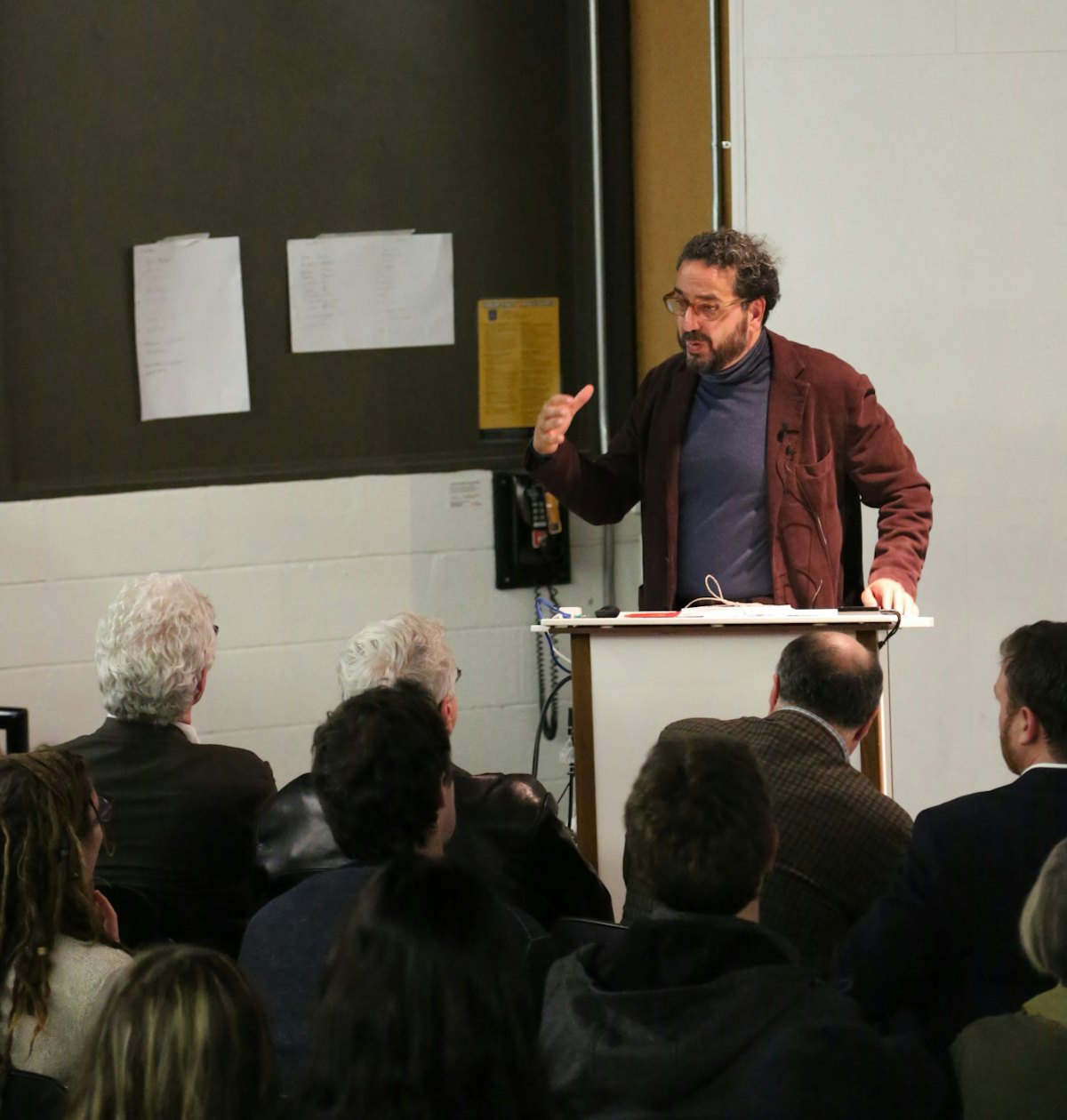 Siamak Hariri, the architect of the Baha'i House of Worship in Chile, speaks at the exhibition opening in Toronto on October 29