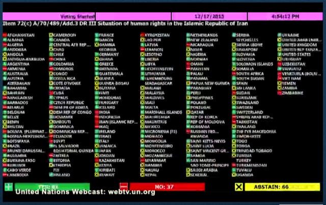 Screen shot of UN vote