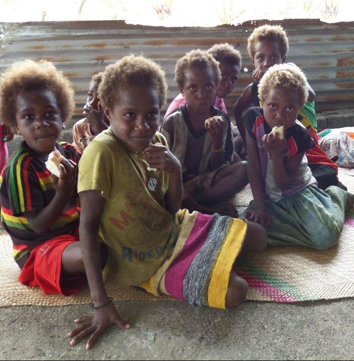 Children gathered for a class some ten days after the cyclone. Their protection and continuing education, during and since the devastating cyclone that struck Tanna in March 2015, has been a central feature of the island's response