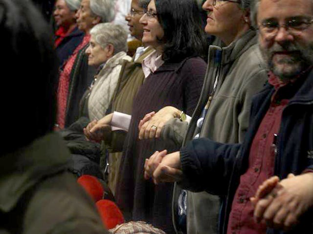 Participants at an interfaith conference titled "Interwoven by the Mercy of God" in Madrid.