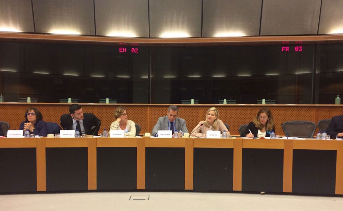 Rachel Bayani (second from the right), BIC representative in Brussels, speaks at the recent seminar titled “Turning words into action to address anti-Semitism, intolerance and discrimination”, organized by European Parliament ARDI and OSCE.