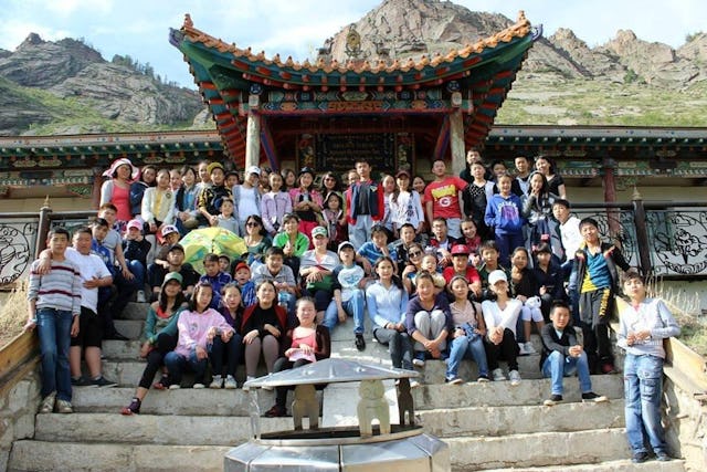 Participants of a youth gathering in the Kharkhorin neighborhood of Ulaanbaatar, Mongolia in March 2015.