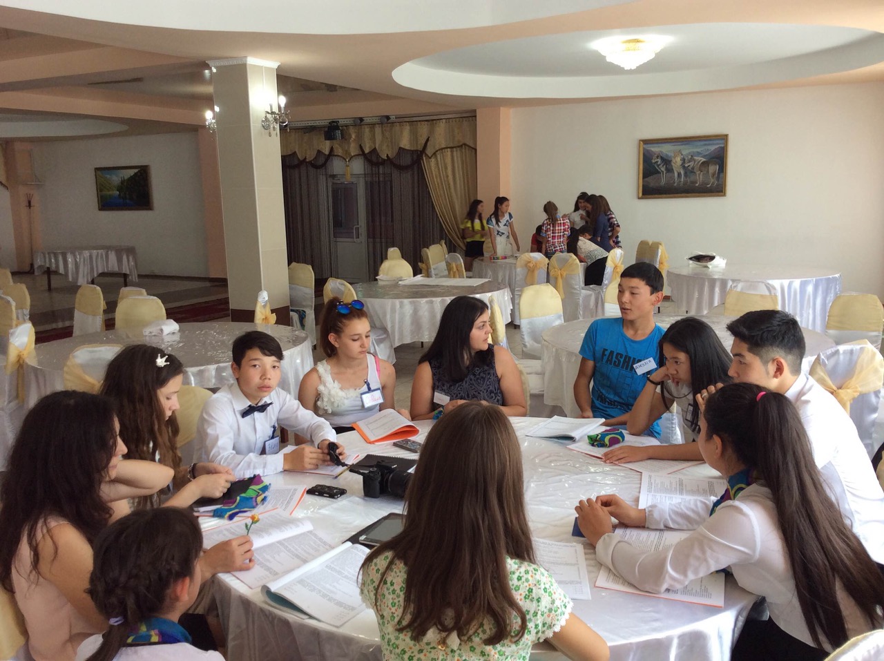 Participants at a gathering for junior youth in Tokmok, Kyrgyzstan in July 2015.