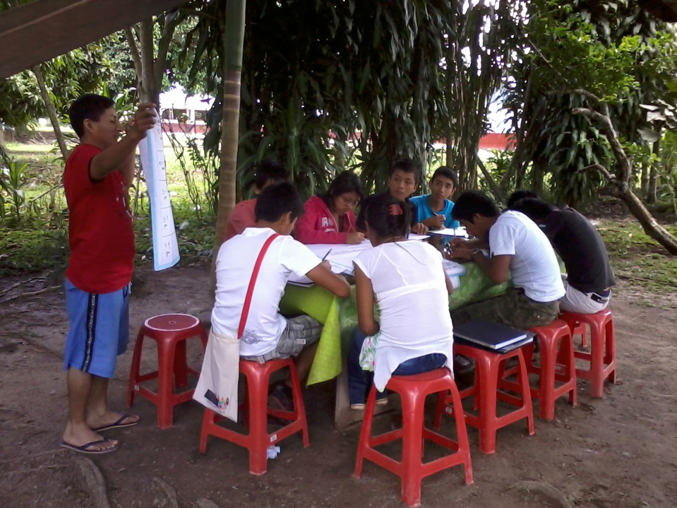 Youth studying at a gathering in Peru in August 2013.
