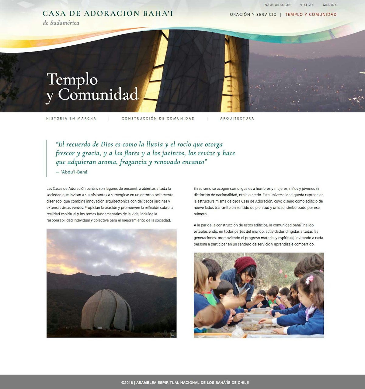 Interior page on Temple and Community.