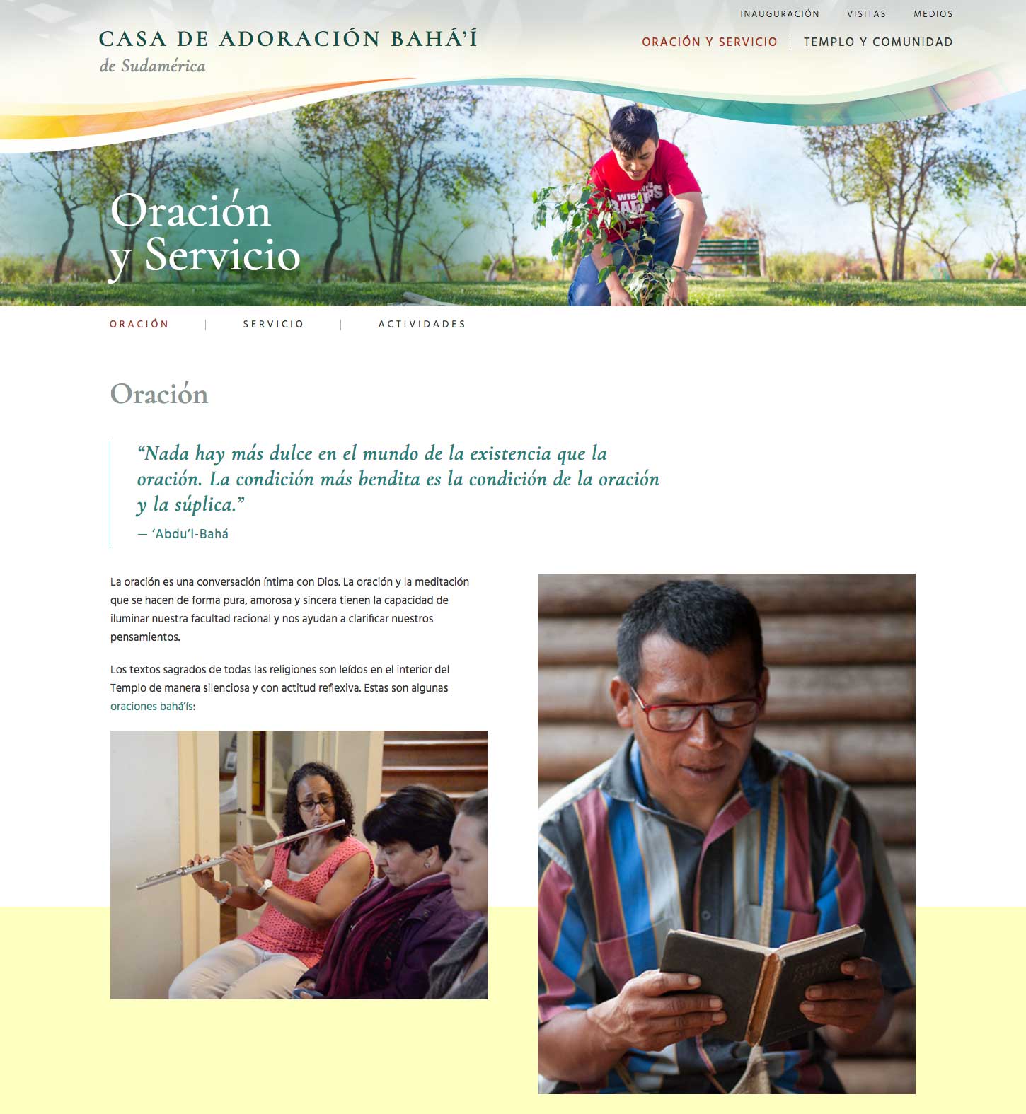 Interior page on Prayer and Service.