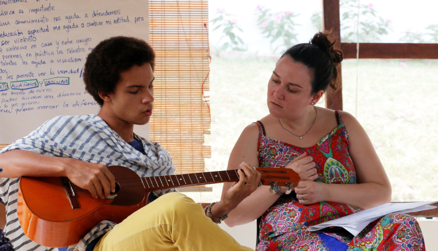 Participants at the most recent annual songwriting workshop in Ecuador