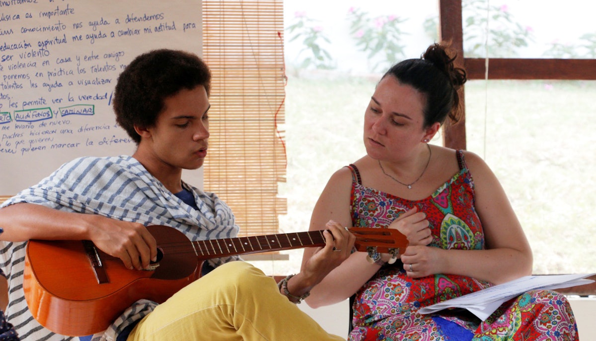 Participants at the most recent annual songwriting workshop in Ecuador