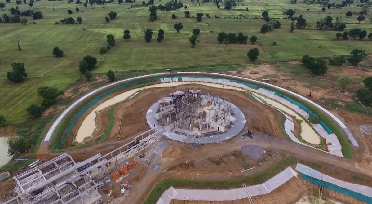 Aerial footage of the Temple site