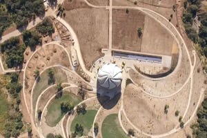 An aerial view of the Baha'i House of Worship for South America in Santiago, Chile