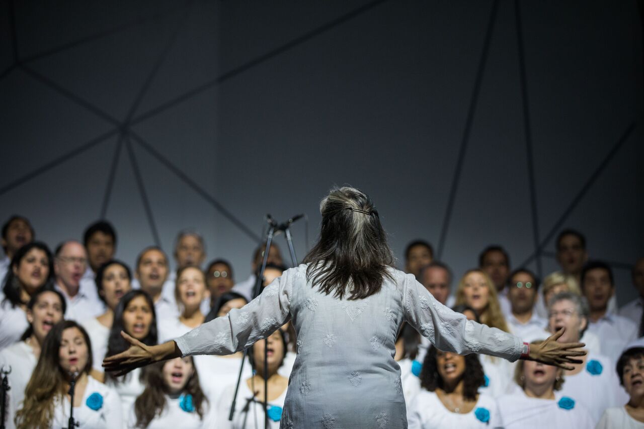 The choir sings in the morning session of day 2