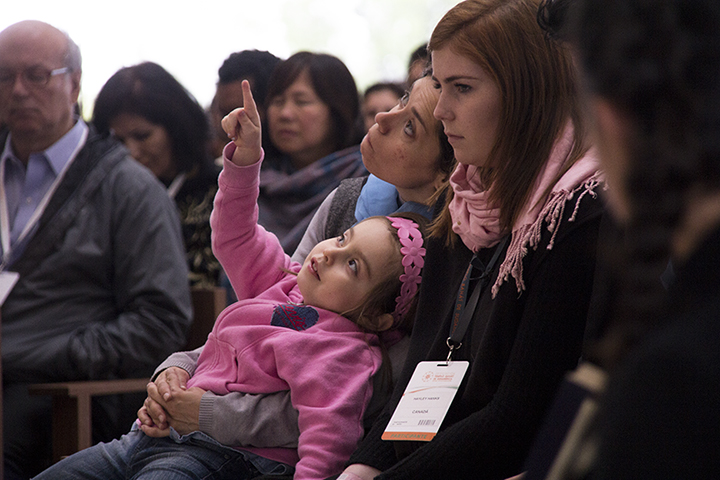 Visitors attend a devotional program inside the House of Worship in Santiago, Chile.
