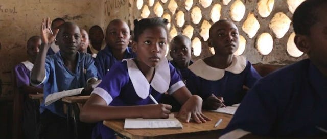 Mercy, played by Hazel Roberts, attends class. A still shot from the film Mercy’s Blessing.