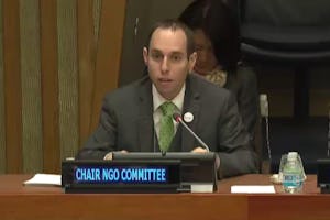 Daniel Perell speaking at the 55th UN Commission for Social Development.