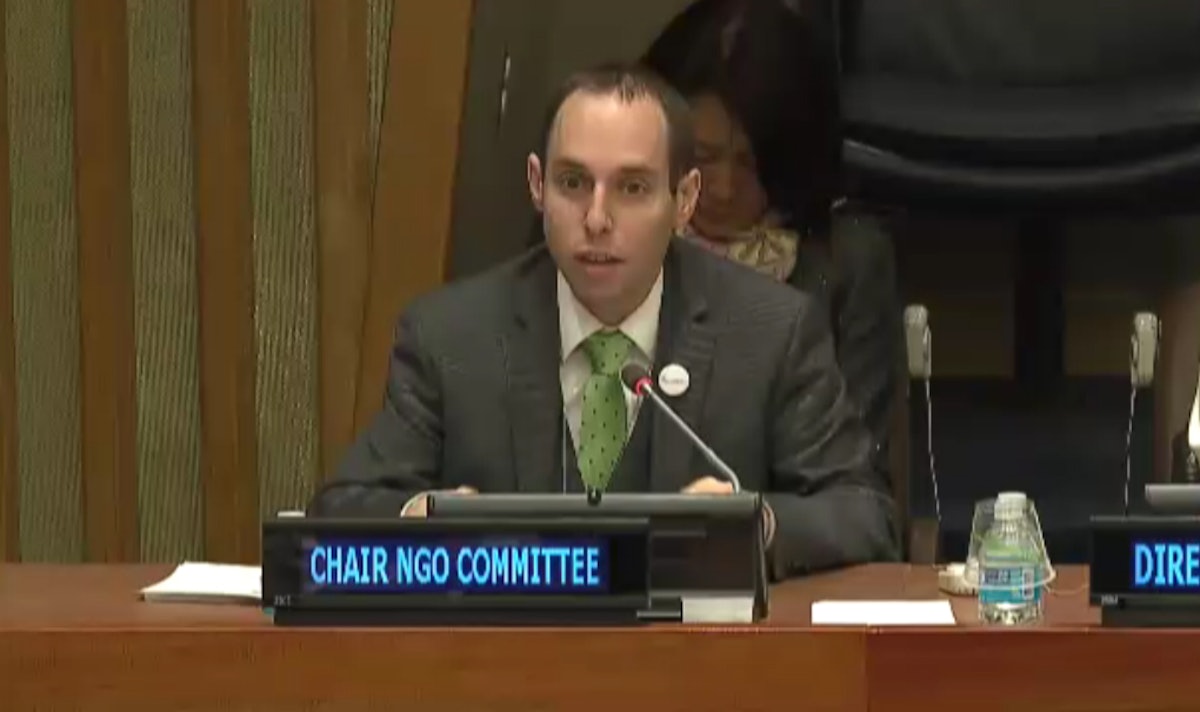 Daniel Perell speaking at the 55th UN Commission for Social Development.