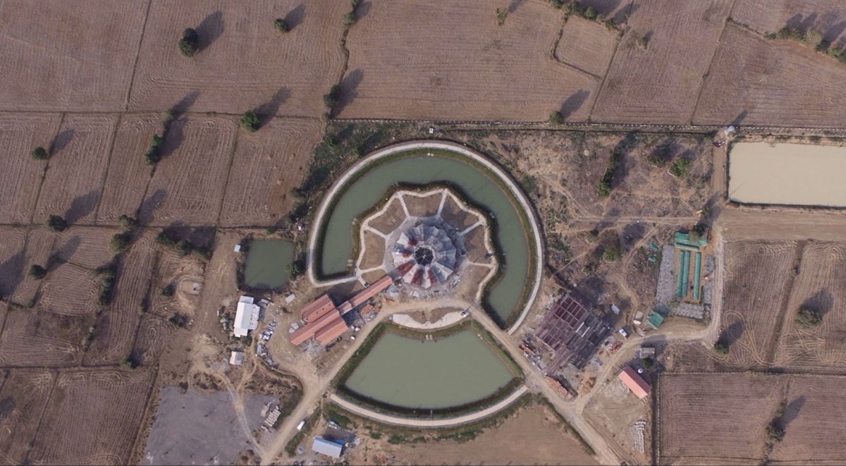 Aerial image documenting progress on construction of the local Baha'i House of Worship in Battambang, Cambodia.
