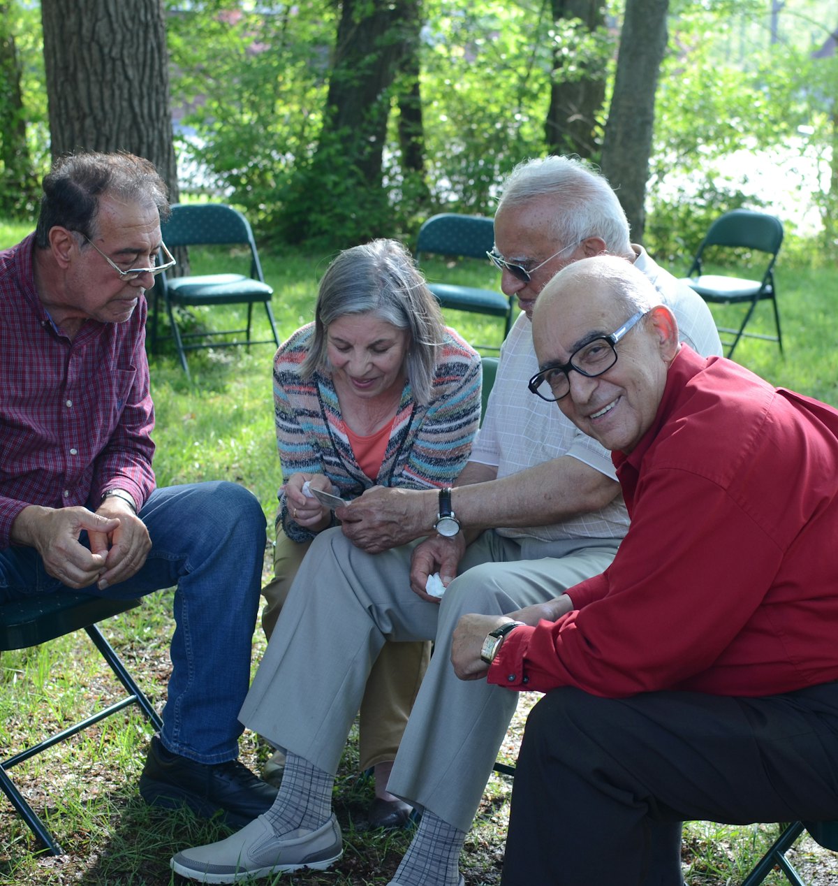 Ridvan is a joyful occasion for fellowship. Here, members of Baha'i community socialize at a recent celebration in Louisville, Kentucky, USA.
