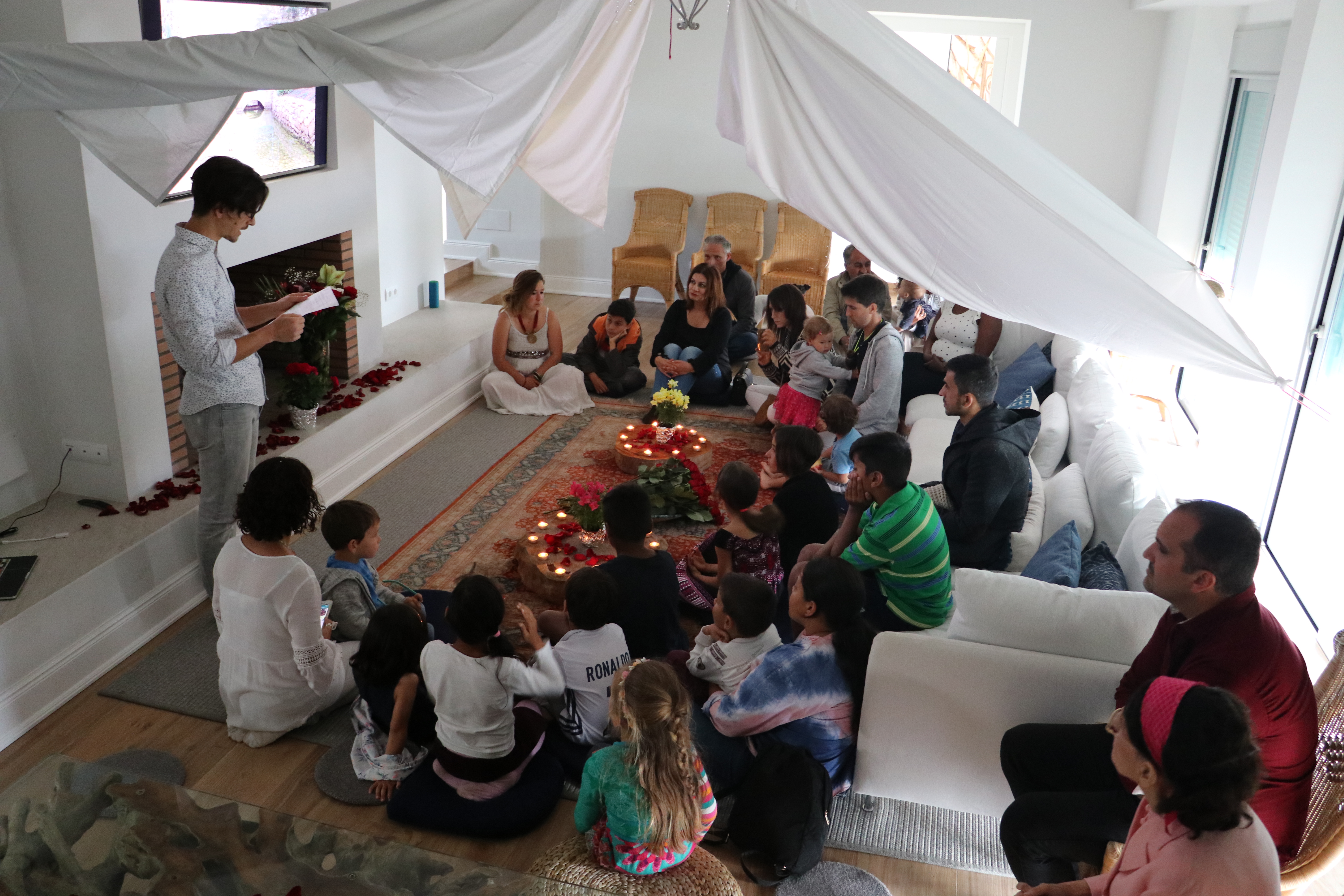 In Marbella, Spain, children gather under a tent to recreate the conditions in the Garden of Ridvan, where Baha'u'llah stayed with his companions prior to His further exile from Baghdad to Edirne.