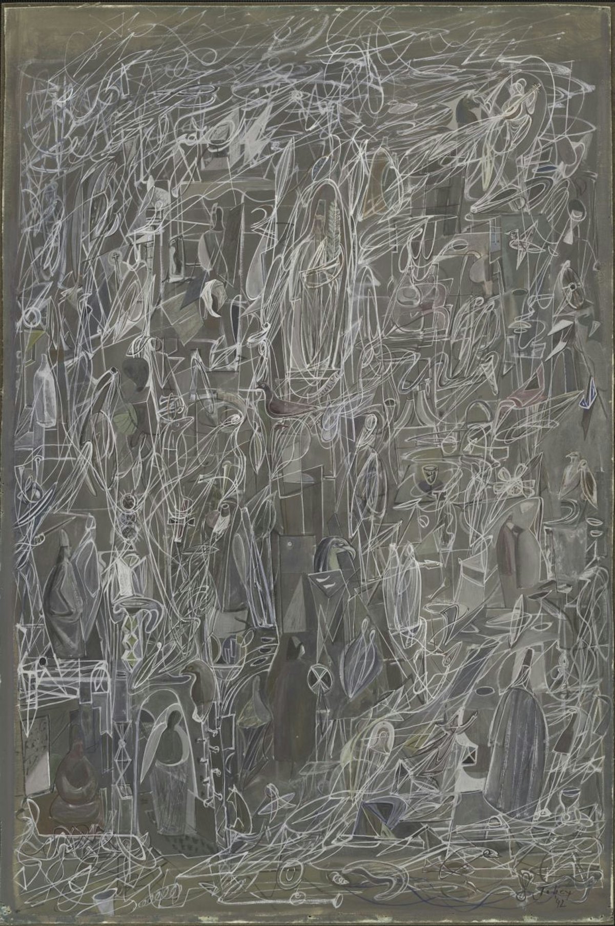 Mark Tobey Luce filante (Threading Light), 1942 Tempera su pannello 74.3 x 50.2 cm The Museum of Modern Art, New York, Acquisto, 86.1944