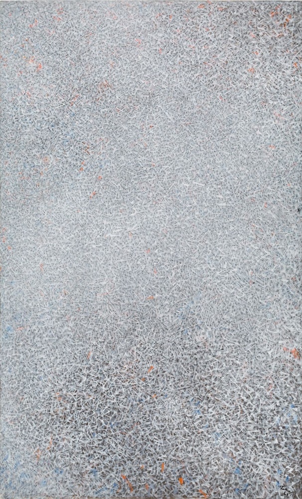 «دنیای سفید»، اثر مارک توبی، ۱۹۶۹، قطع ۱۵۲٫۴ در ۹۱٫۱۲ سانتی‌متر، موزۀ هیرشورن و باغ مجسمه‌، موسسۀ اسمیتسونیان، واشنگتن دی. سی، اهدایی، جوزف، اچ، هیشهورن، ۱۹۷۲