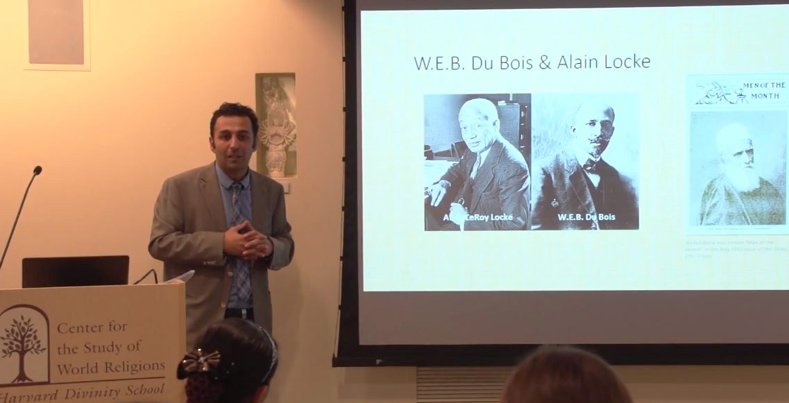 Sasha Dehghani, a visiting scholar at the Harvard Divinity School which is celebrating its bicentenary this year, gives a presentation at Harvard in April.