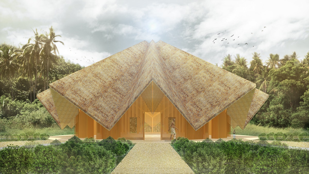 El tejado del templo estará hecho de juncos y hojas de caña de azúcar y las paredes se realizarán con estacas y cañas trenzadas.