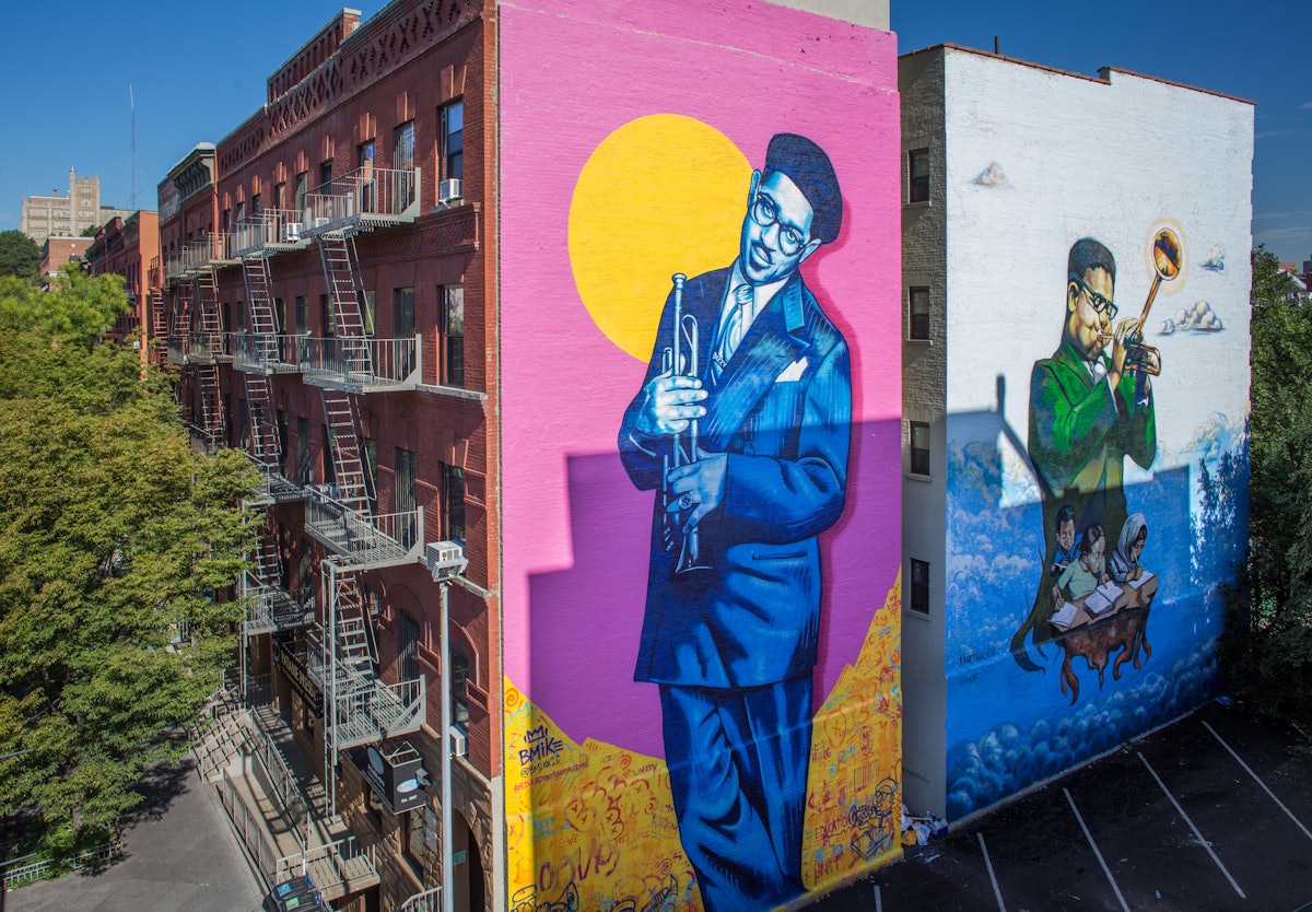 Two new murals of Dizzy Gillespie were recently painted in Harlem as a part of Education is Not a Crime, a street arts campaign that seeks to raise awareness for human rights in Iran.