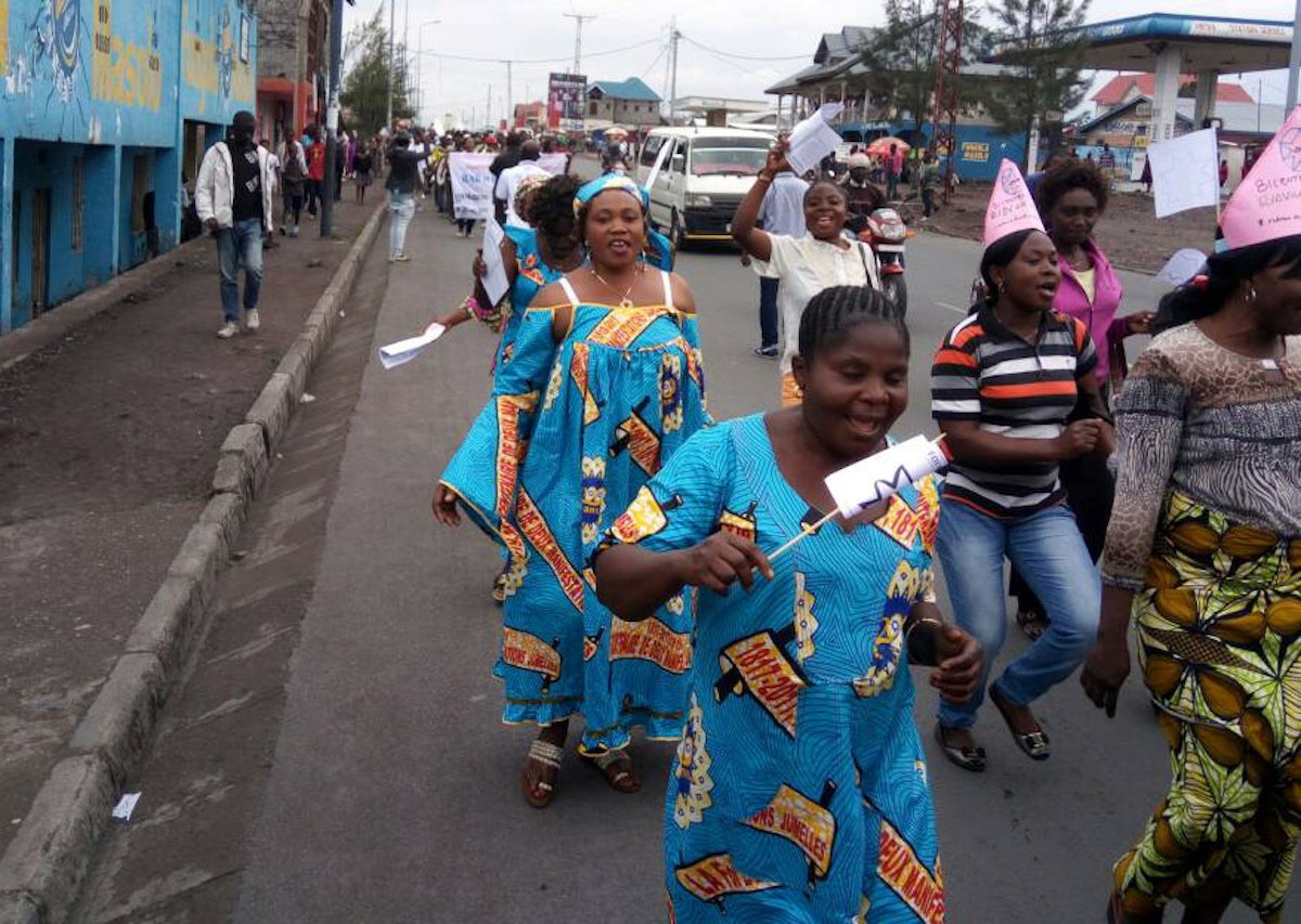 A march of close to 400 people in Goma in the Democratic Republic of the Congo