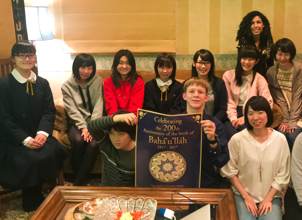 Youth in Akita, Japan, gather in a home to celebrate the bicentenary.
