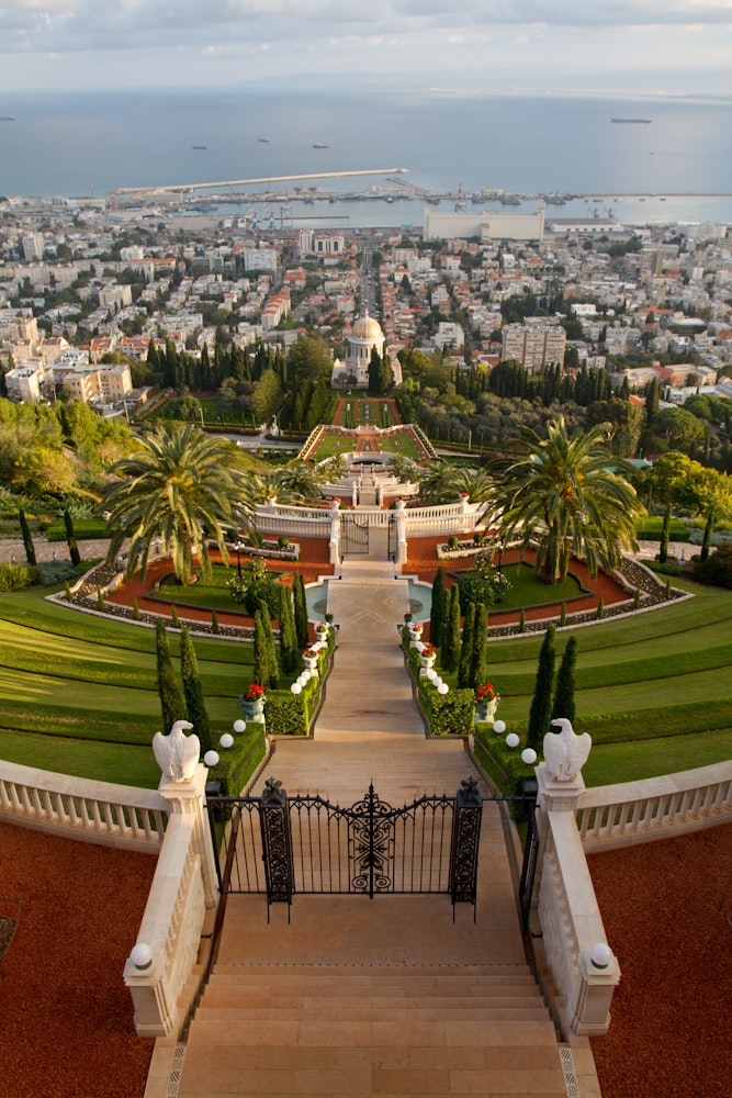 The terraces in the Baha’i Gardens in Haifa were among the architectural works highlighted at the Palladio Museum exhibition.