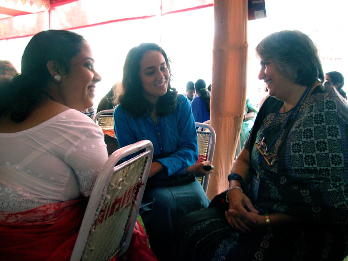 Dr. Zena Sahidi, right, is one of 30 people who managed to make the trip from Bangladesh to Kolkata, India. Another 170 Bangladeshis were thwarted in their efforts to get a visa to cross the border and thus were not able to attend. Also pictured are Sarbani Ganguli and Sanchita Ganguli from the state of West Bengal (Kolkata is the capital).