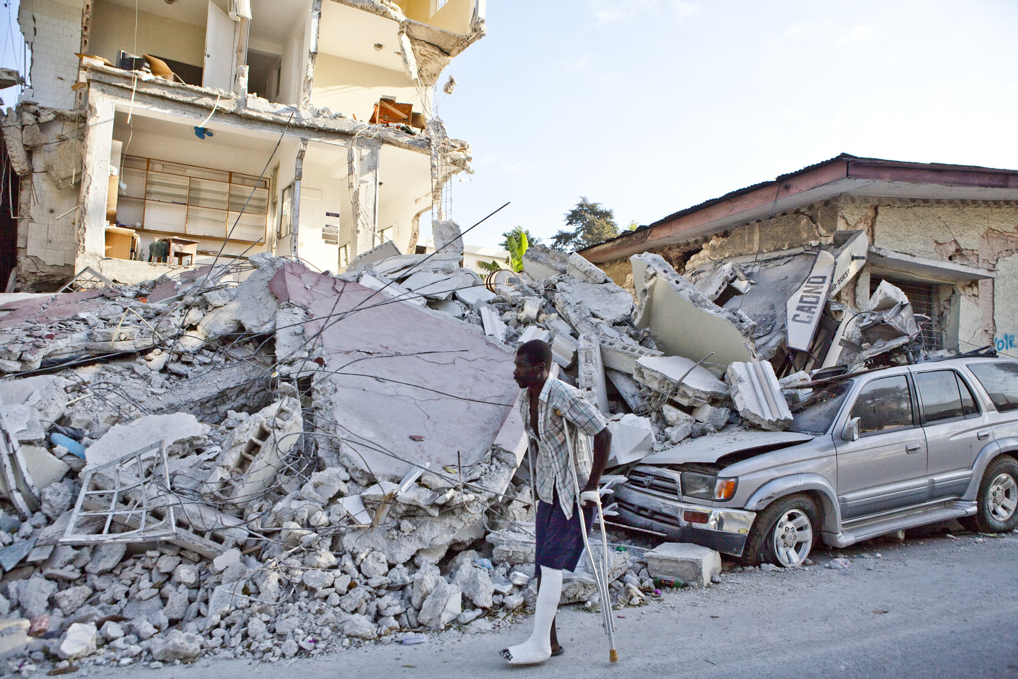 Caring for the people injured in the earthquake has been hampered by lack of facilities and infrastructure, including transportation. Thousands of vehicles were destroyed, and rubble has blocked many of the streets.