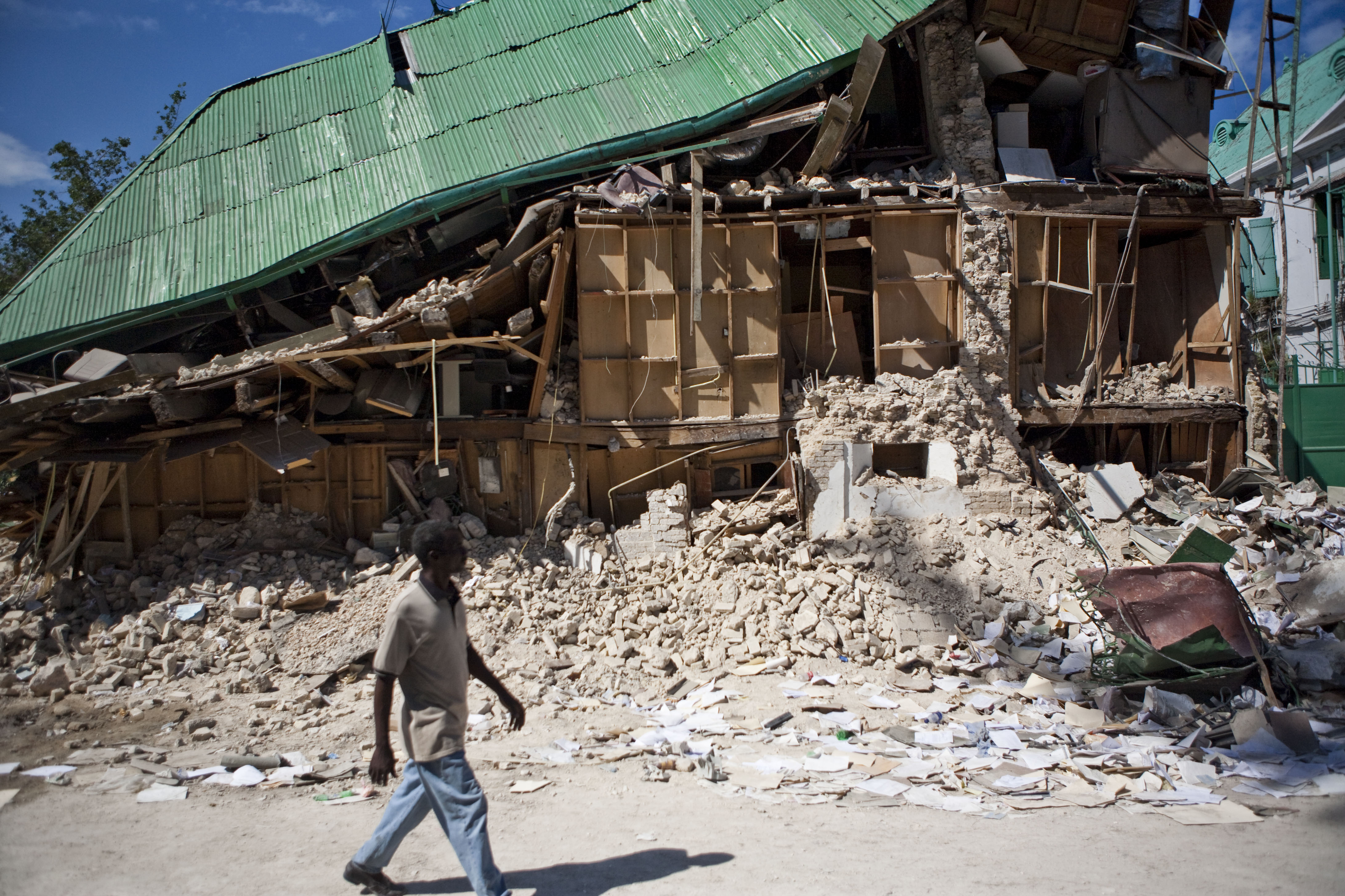 A typical street scene in Port-au-Prince shows some of the damage from the earthquake. About 170,000 people are believed dead, with one million now homeless in this Caribbean nation of nine million.