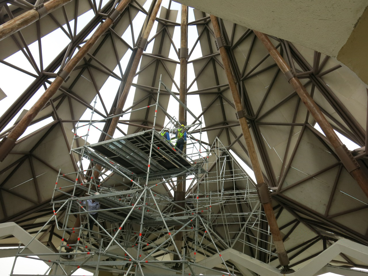 The interior dome of the House of Worship under construction